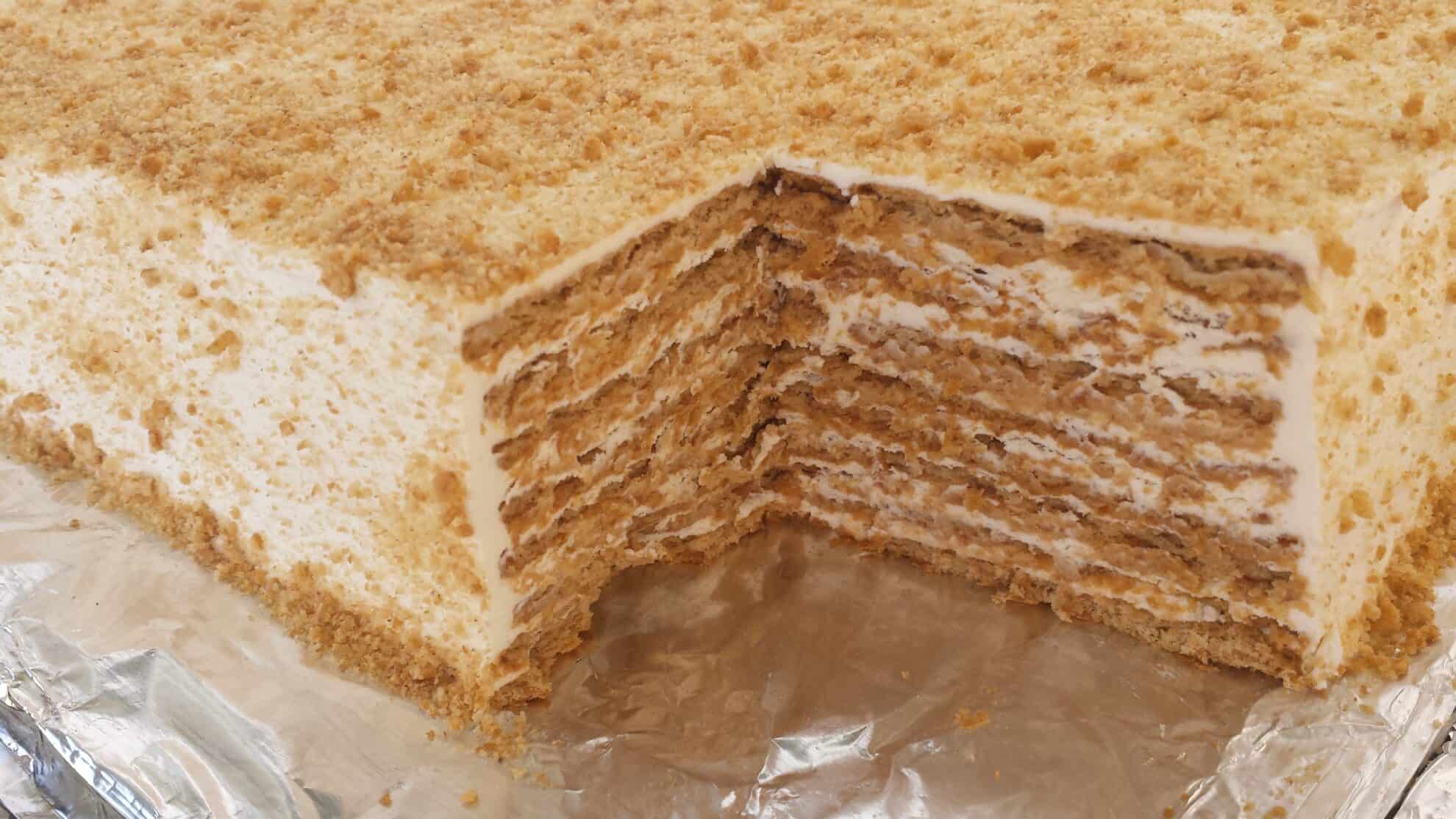 No Bake Honey Graham Cracker Cake - Valya's Taste of Home