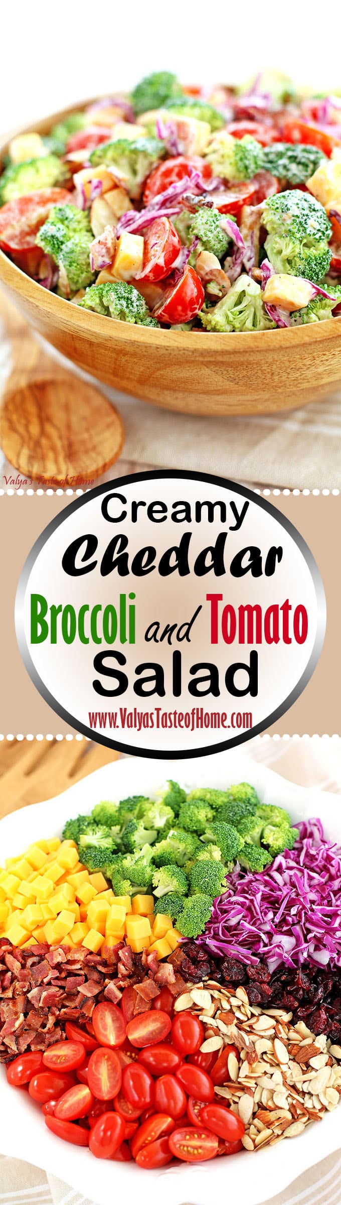 Creamy Cheddar Broccoli And Tomato Salad Recipe Valya S Taste Of Home