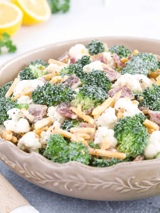 The Best Broccoli Cauliflower Salad Valya S Taste Of Home