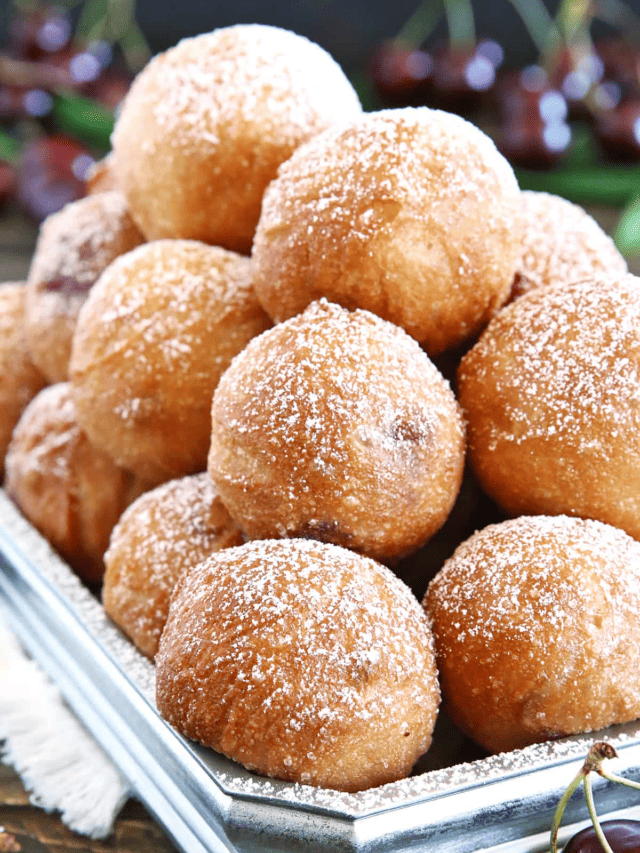 Cherry Filled Donut Holes - Valya's Taste of Home